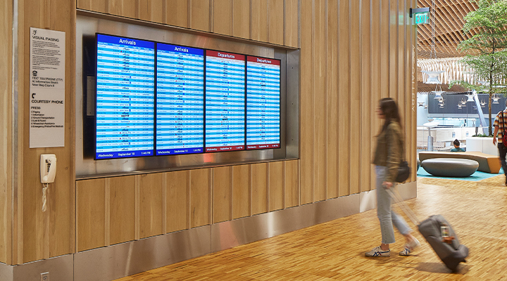 Portland International Airport delivers real-time flight information with LG displays.